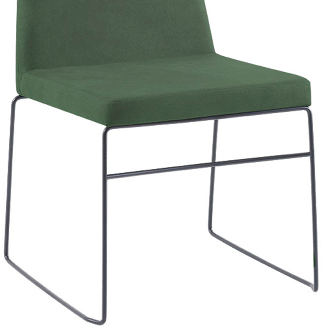Cadeira de Jantar Paris Linho Verde Base Aço Preto - OOCA Móveis