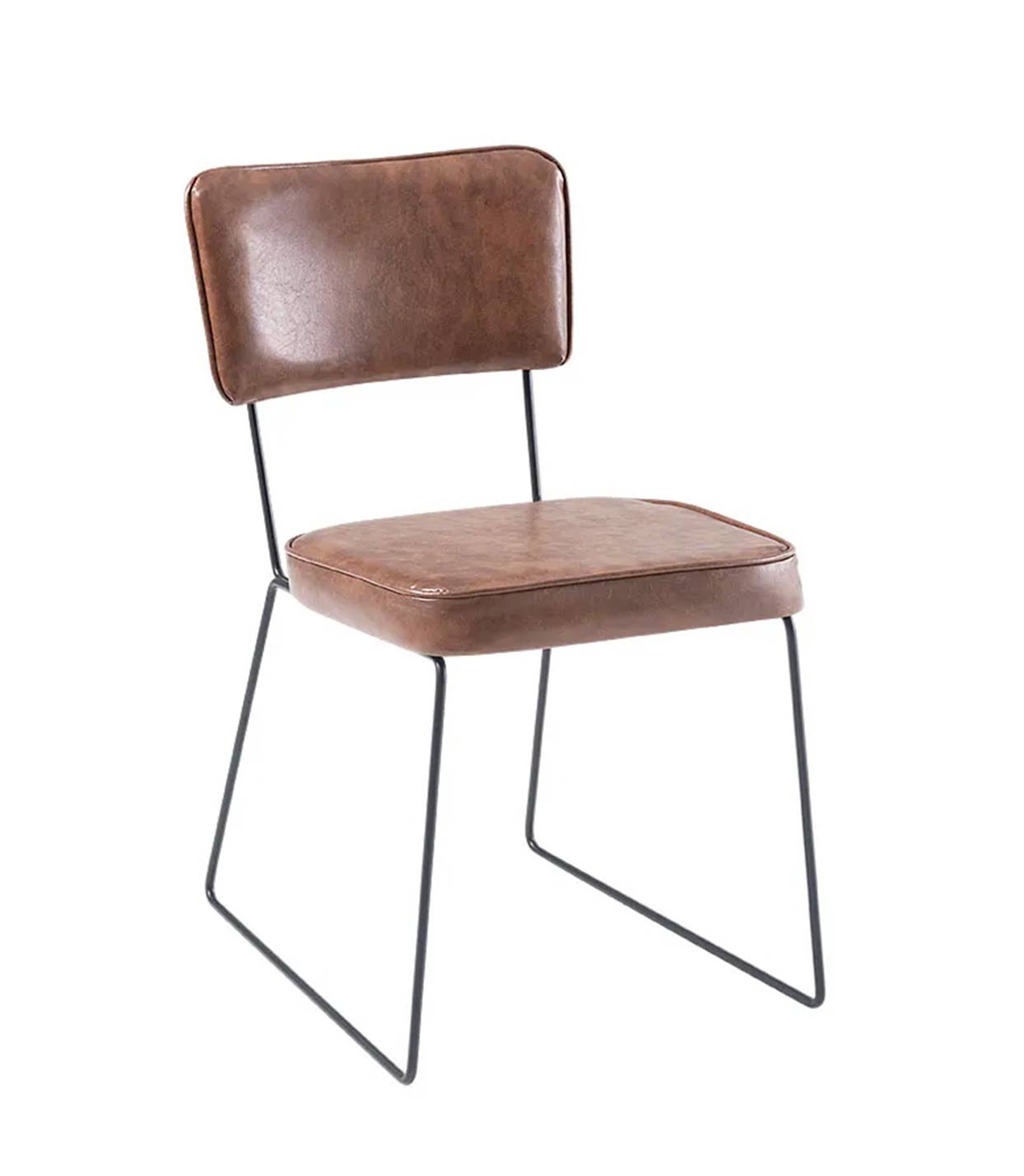 Cadeira de Jantar Roma Courissimo Marrom Base Aço Preto - OOCA Móveis