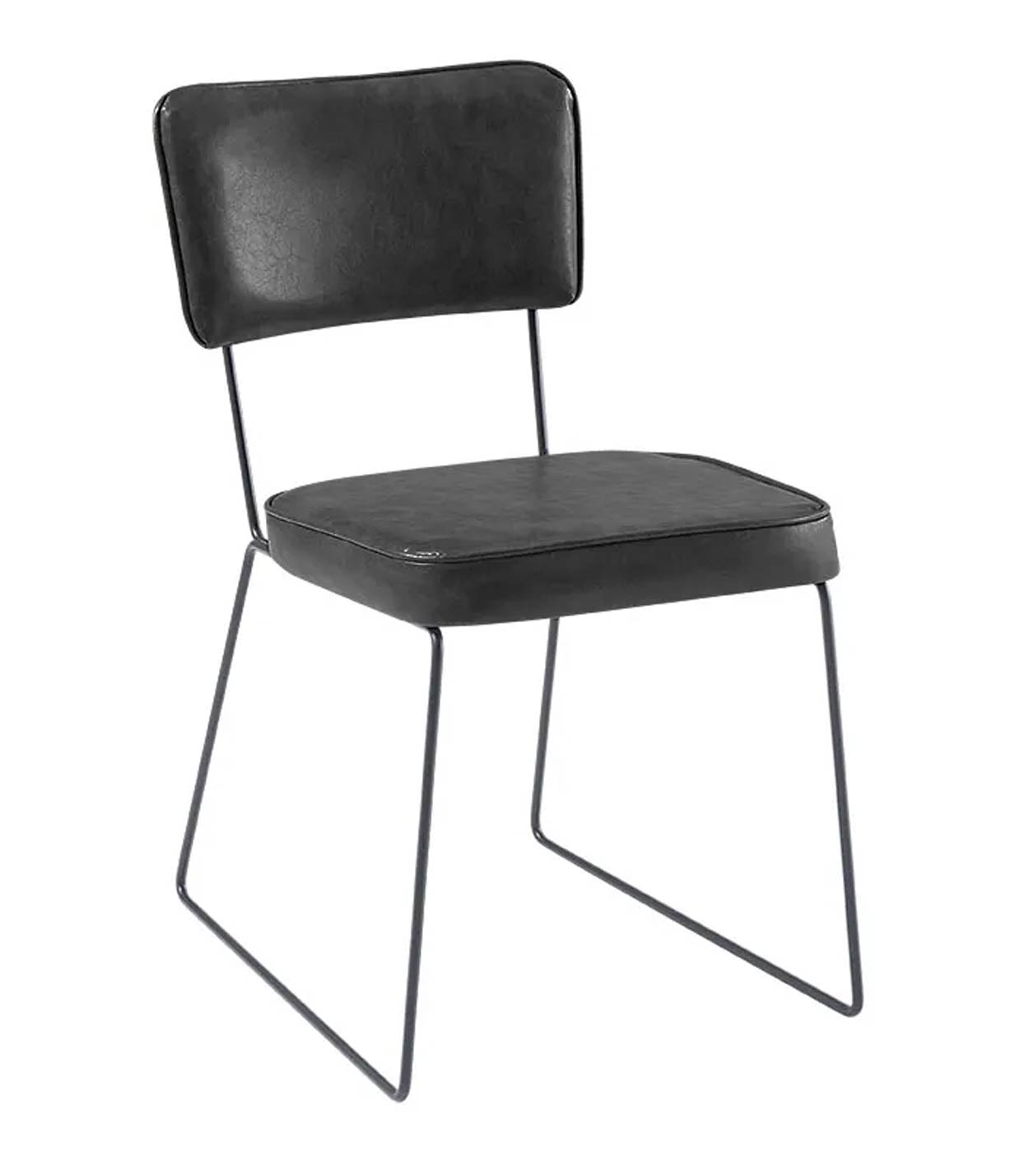 Cadeira de Jantar Roma Courissimo Preto Base Aço Preto - OOCA Móveis