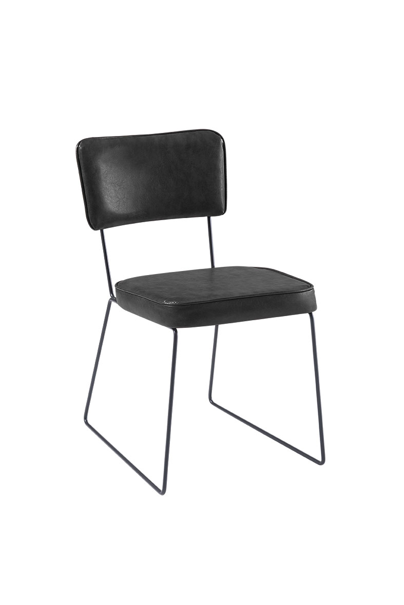 Cadeira de Jantar Roma Courissimo Preto Base Aço Preto - OOCA Móveis