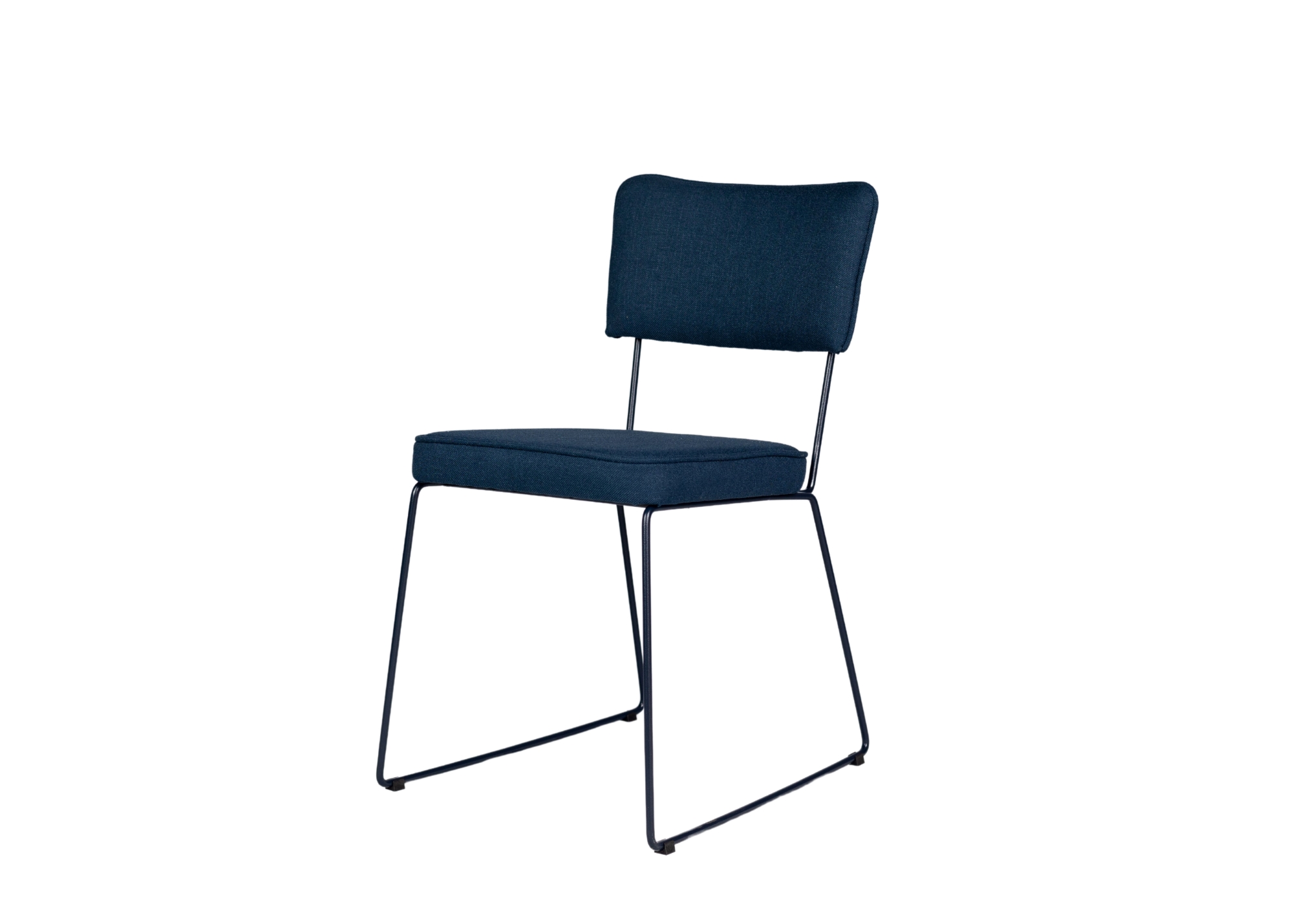 Cadeira de Jantar Roma Tecido Linho Azul Marinho Base Aço Azul - OOCA Móveis
