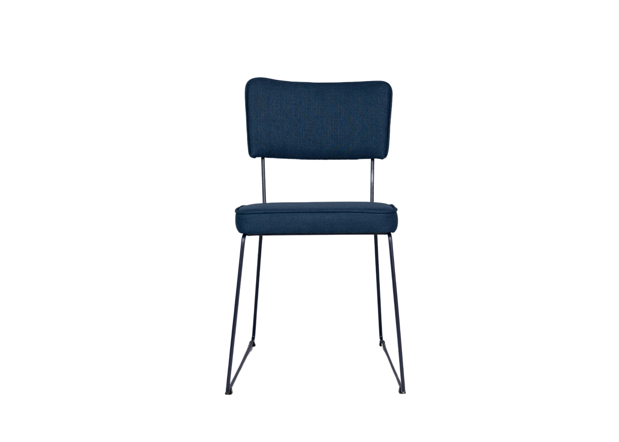 Cadeira de Jantar Roma Tecido Linho Azul Marinho Base Aço Azul - OOCA Móveis