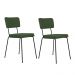 Conjunto Duas Cadeiras Roma H Tecido Linho Verde Base Aço preto - OOCA Móveis