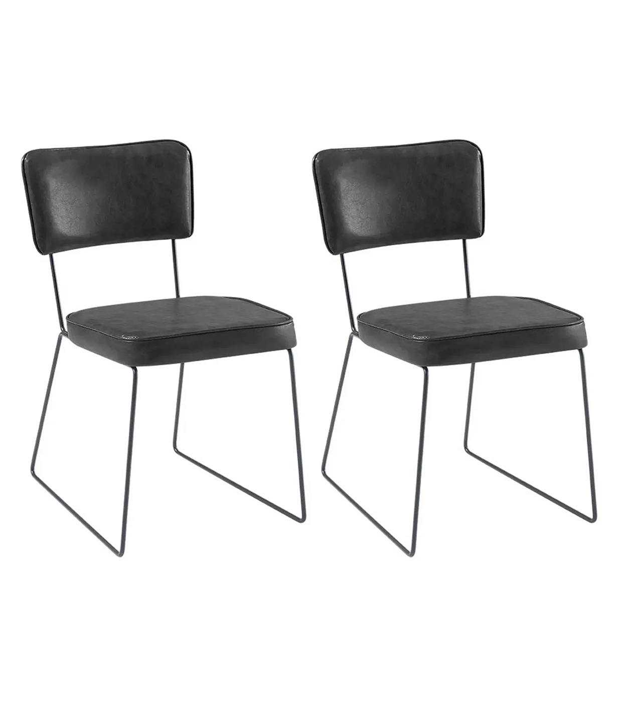 Conjunto Duas Cadeiras de Jantar Roma Courissimo Preto Base Aço Preto - OOCA Móveis