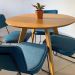 Conjunto Duas Cadeiras de Jantar Roma Linho Azul Base Aço Preto - OOCA Móveis
