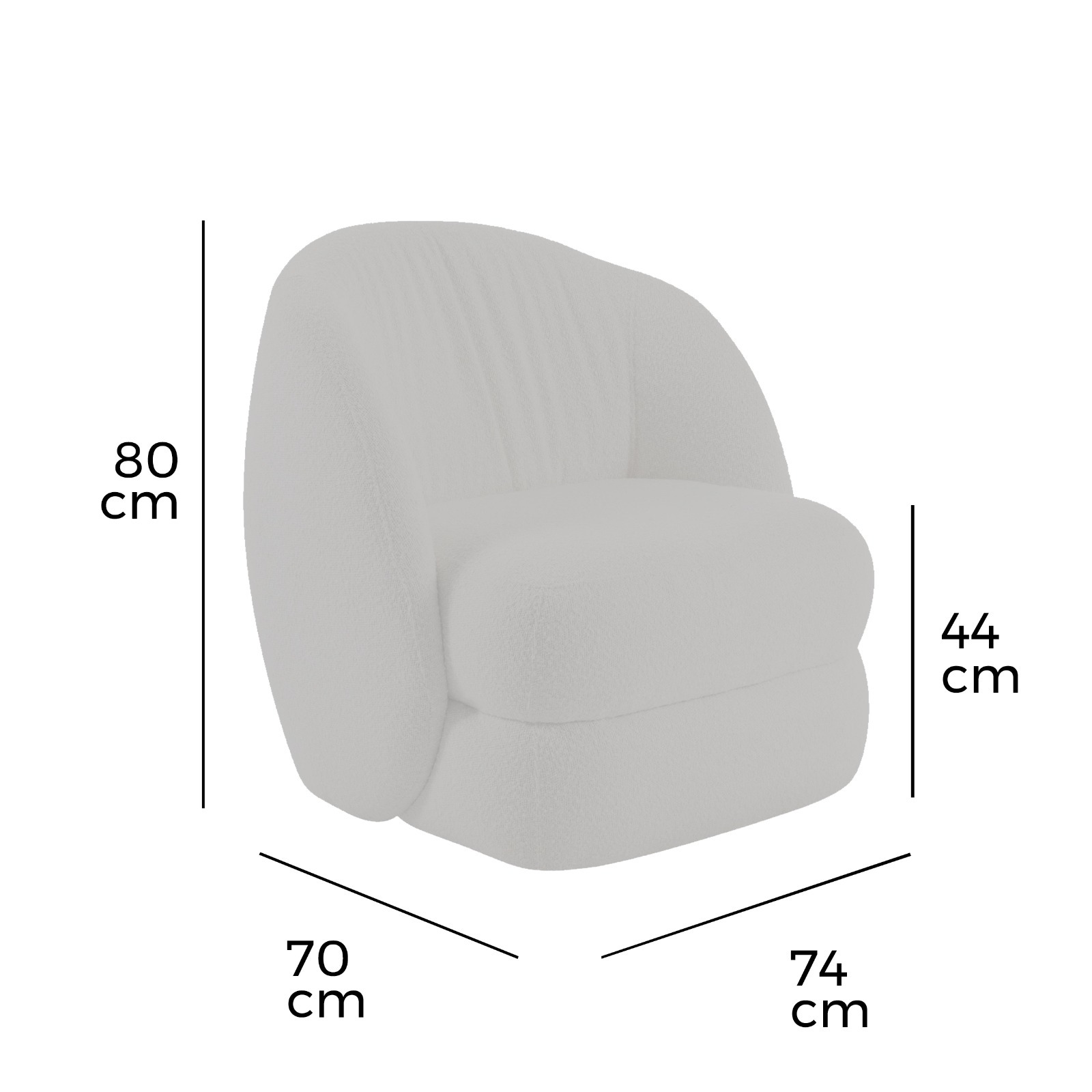 Poltrona Biscuit Tecido Super Boucle Cru - OOCA Móveis