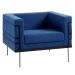 Poltrona Le Corbusier Linho Azul Marinho Base Aço Preto - OOCA Móveis