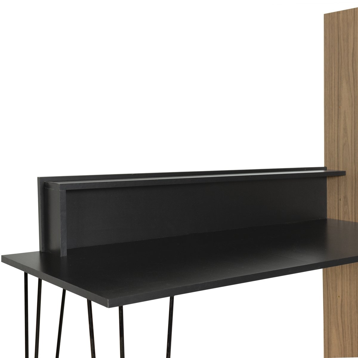 Escrivaninha Hairpin com Estante Nichos e Gaveta Champagne / Preto