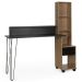 Escrivaninha Hairpin com Estante Nichos e Gaveta Champagne / Preto