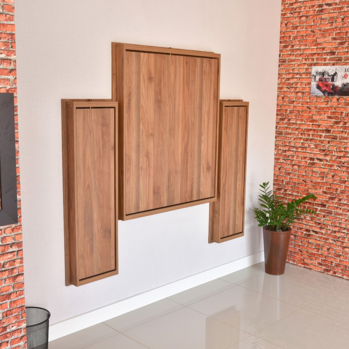Kit Mesa Dobrável Retrátil De Parede 9 Lugares Com Bancos (2,15m) Noronha
