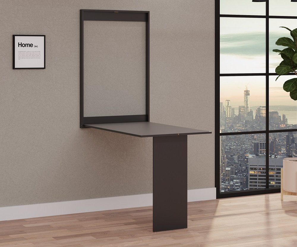 Mesa Dobrável Retrátil De Parede  100x64 Preto