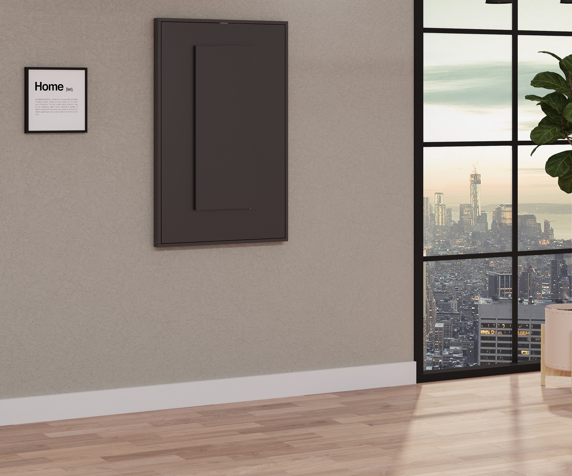 Mesa Dobrável Retrátil De Parede  100x64 Preto