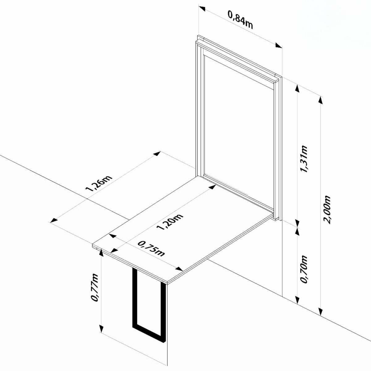 Mesa Dobrável Retrátil De Parede 120x75  Noronha