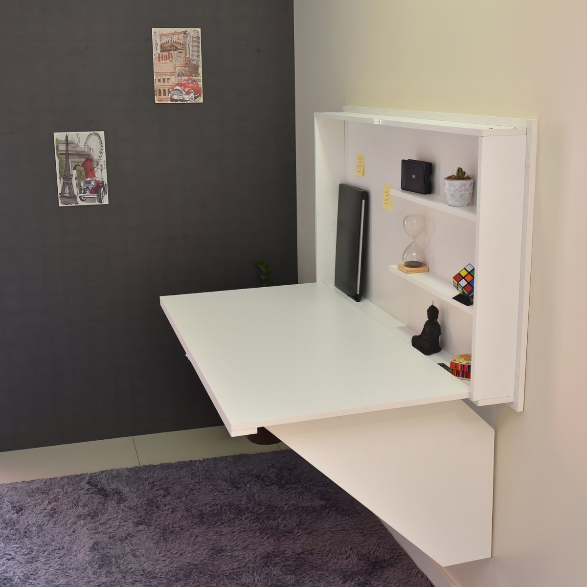 Mesa Home Office Escrivaninha Retrátil Branco