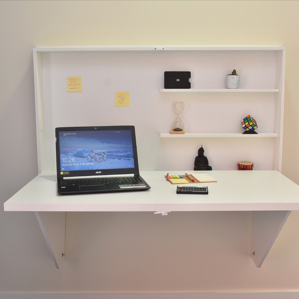 Mesa Home Office Escrivaninha Retrátil Branco