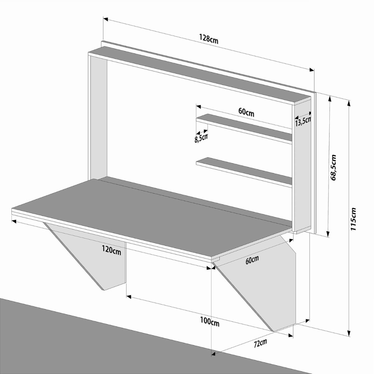 Mesa Home Office Escrivaninha Retrátil Preto