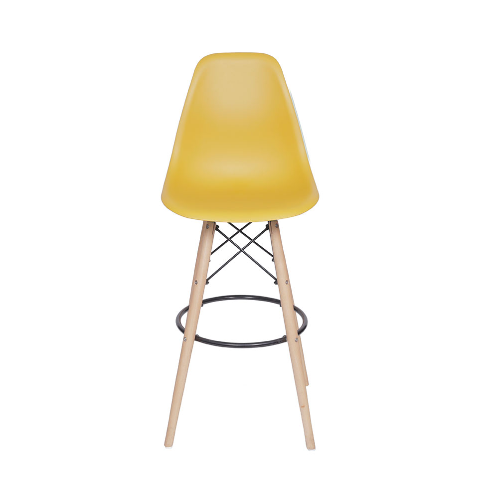 Banqueta DKR Eames Açafrão e Madeira