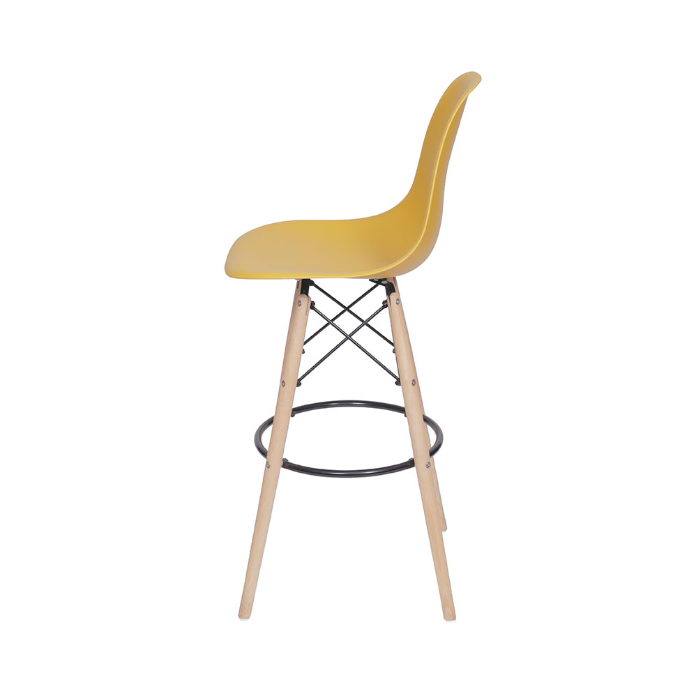 Banqueta DKR Eames Açafrão e Madeira