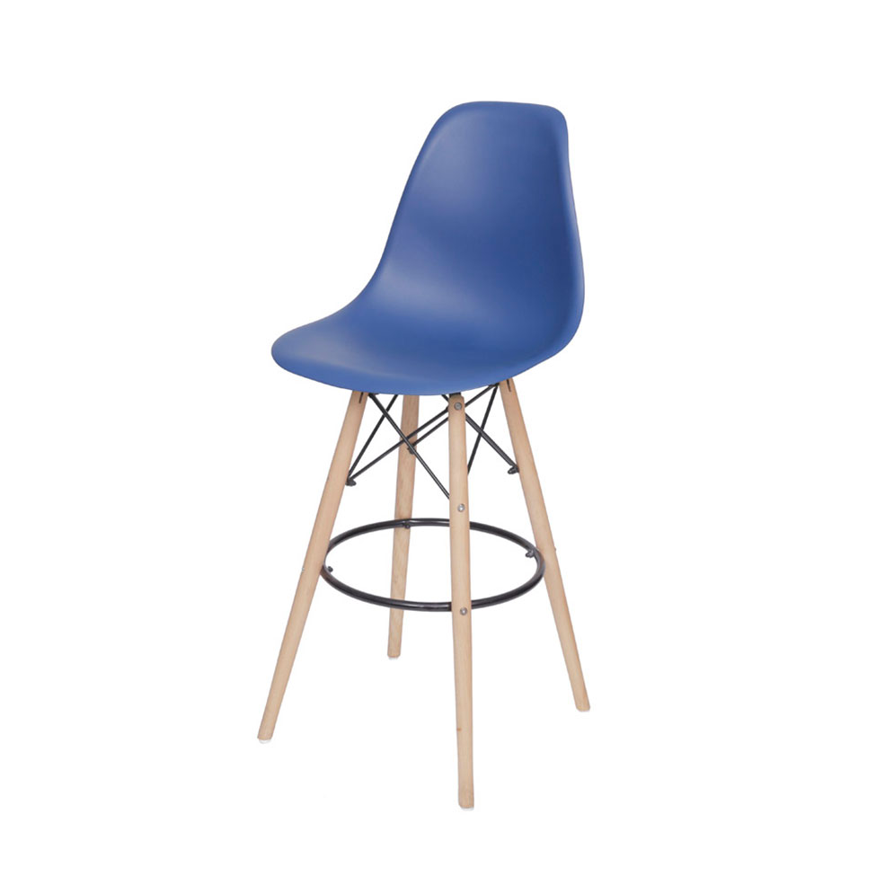 Banqueta DKR Eames Azul Marinho e Madeira