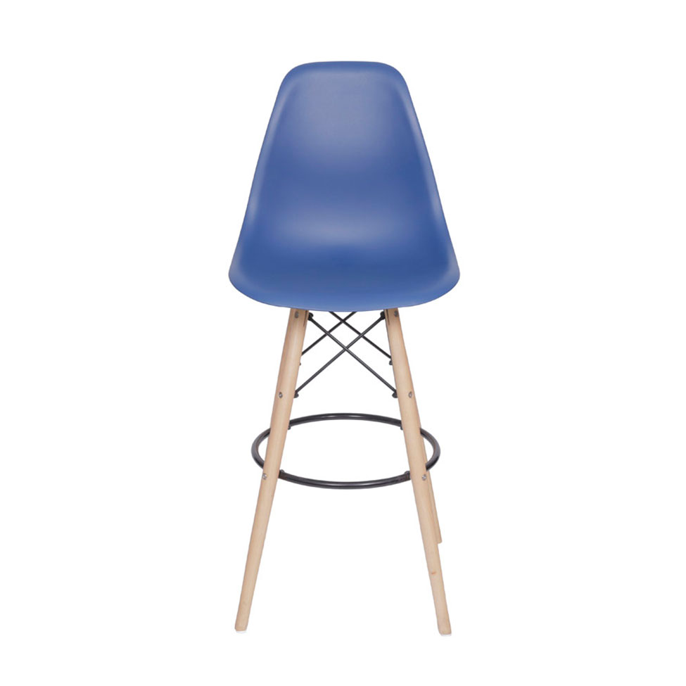 Banqueta DKR Eames Azul Marinho e Madeira