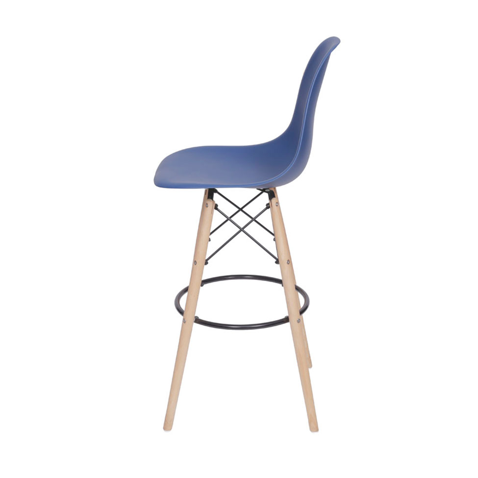 Banqueta DKR Eames Azul Marinho e Madeira