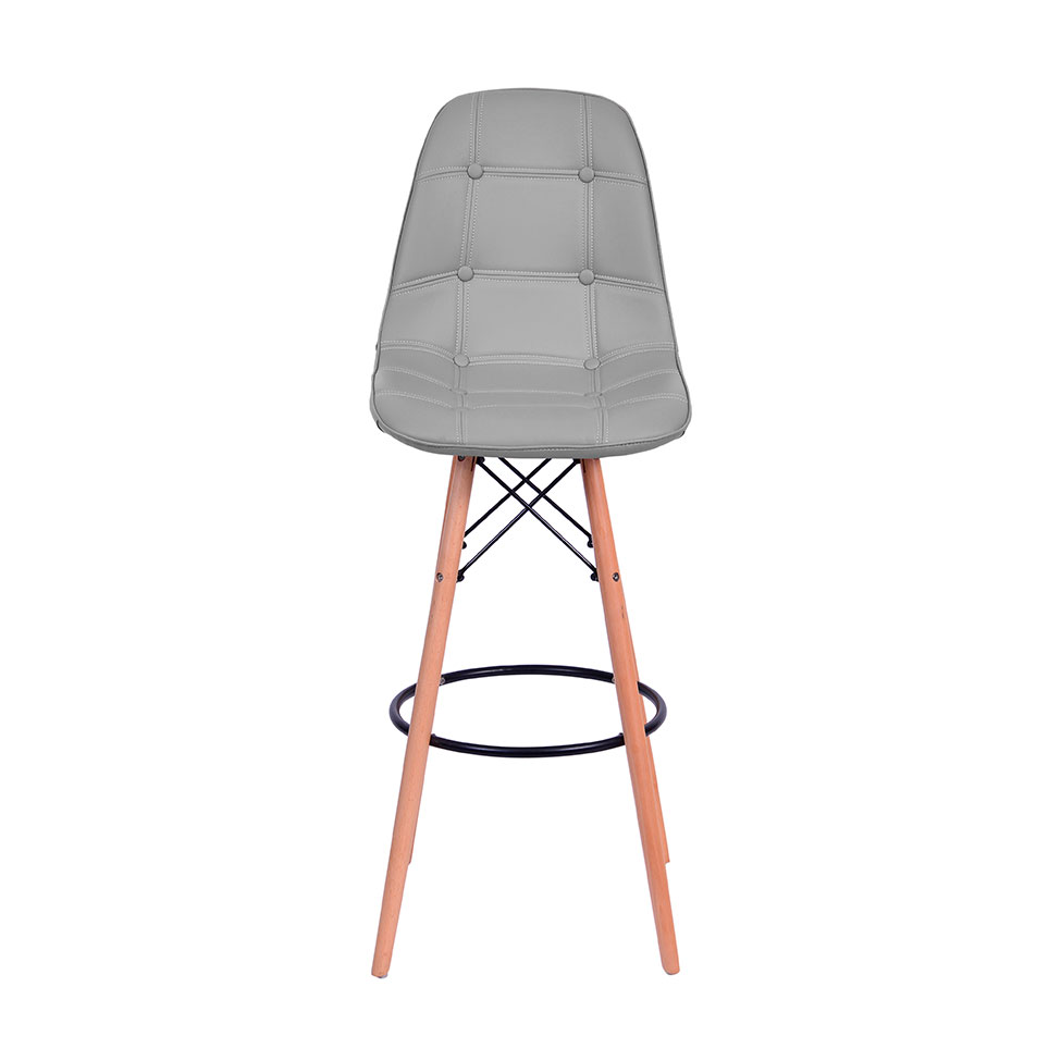 Banqueta DKR Eames Botonê Cinza e Madeira