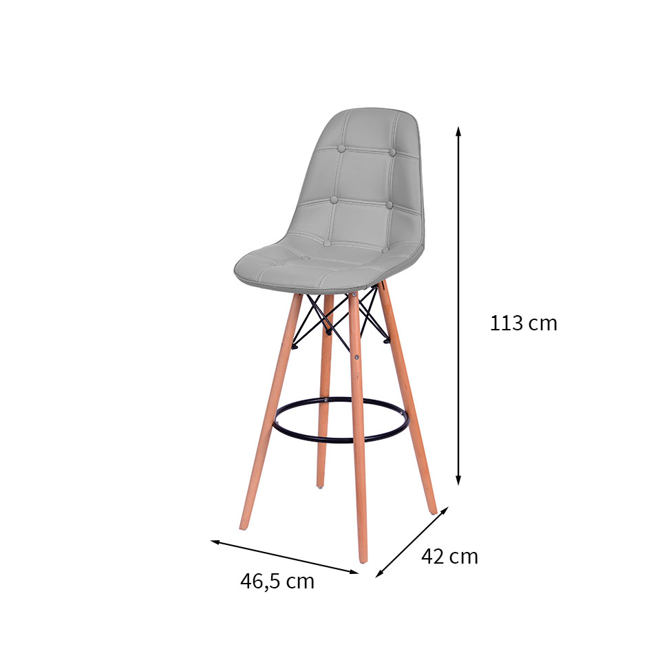 Banqueta DKR Eames Botonê Cinza e Madeira