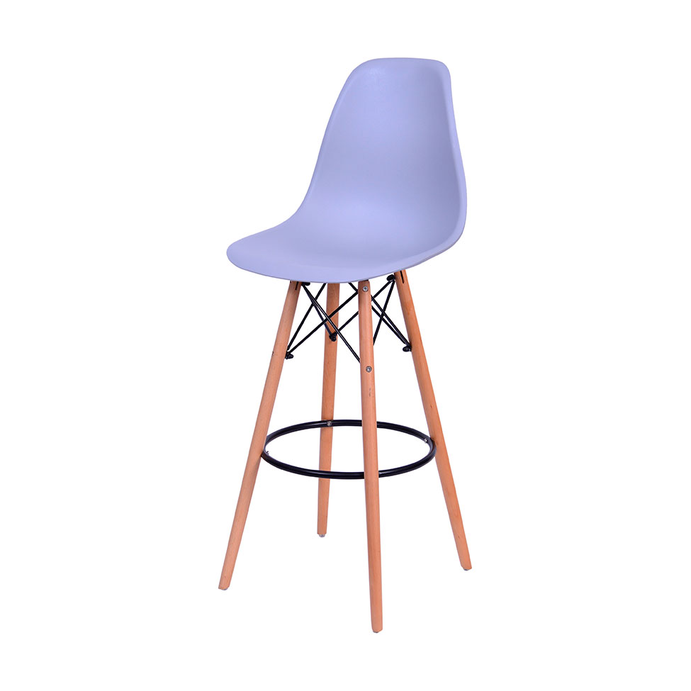 Banqueta DKR Eames Cinza e Madeira