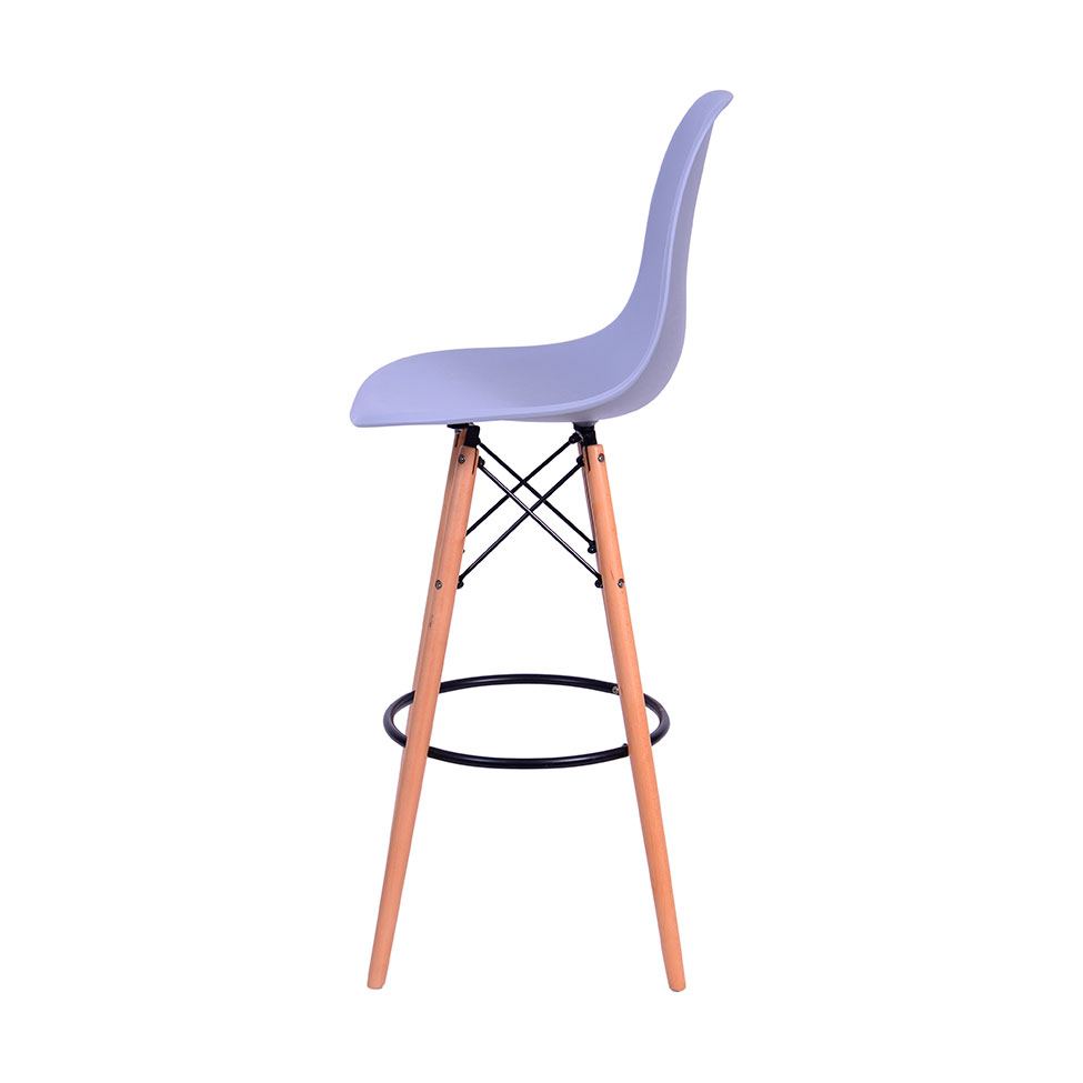 Banqueta DKR Eames Cinza e Madeira