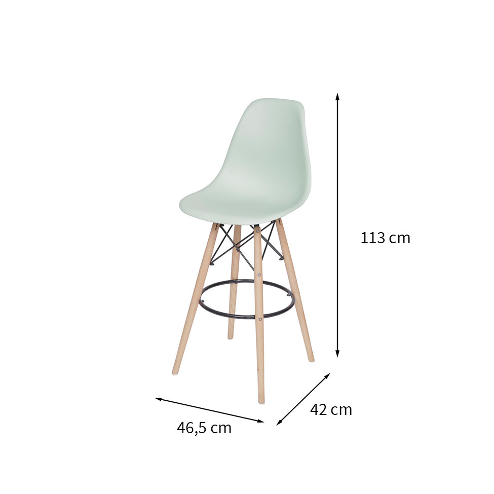 Banqueta DKR Eames Verde Claro e Madeira