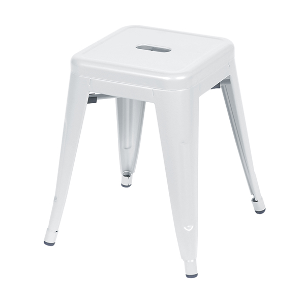 Banqueta Retro Baixa Bar Cozinha 41,5X41Cm Aço Branca
