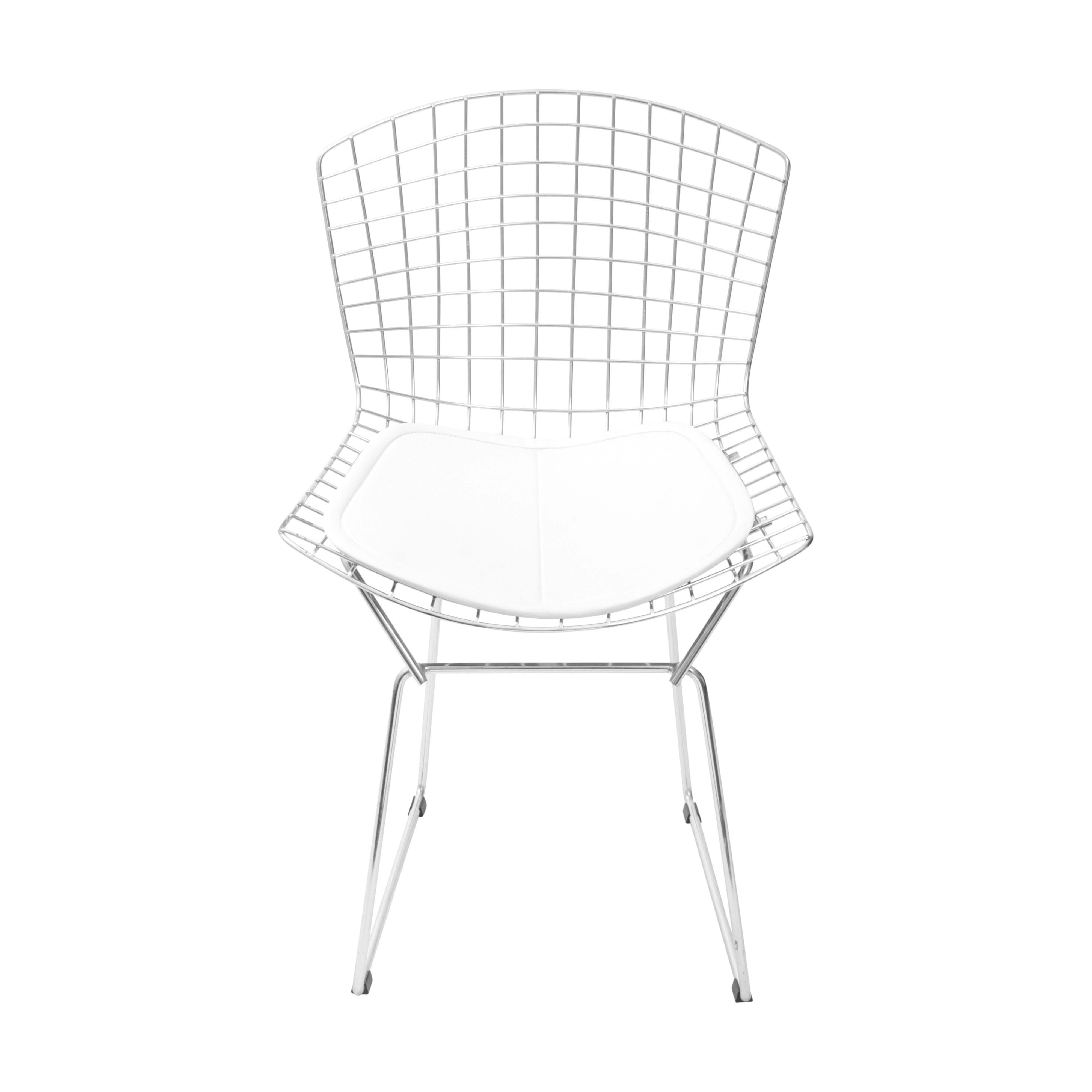 Cadeira Bertoia Cromada com Almofada Branca