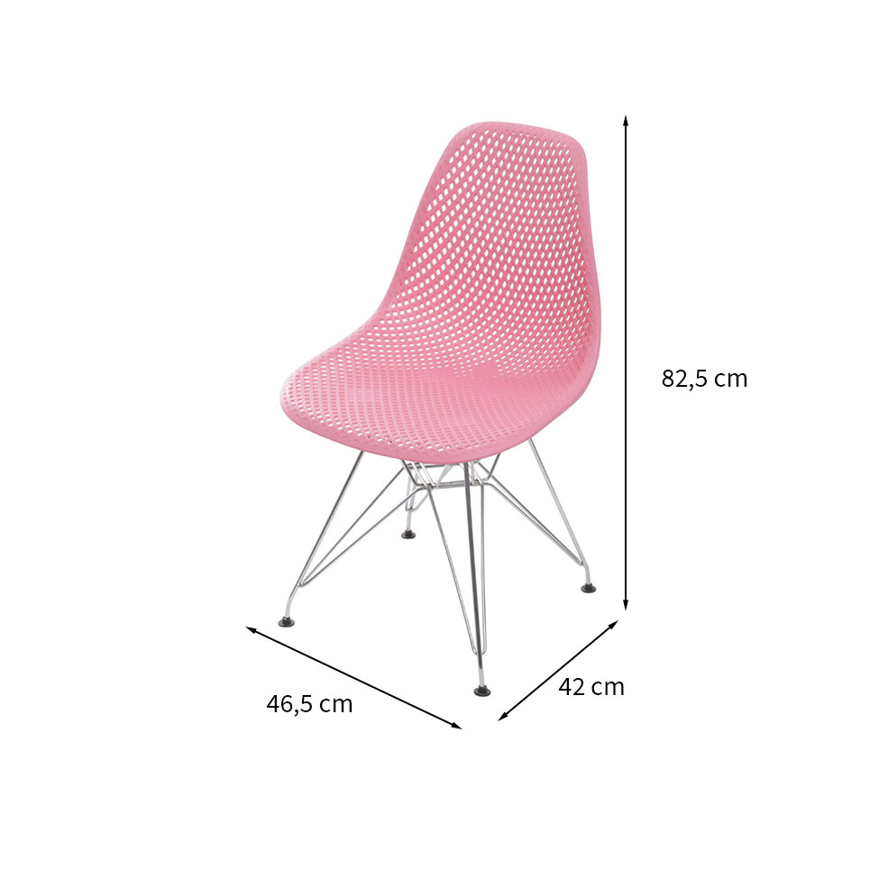 Cadeira Colmeia Rosa e Cromada