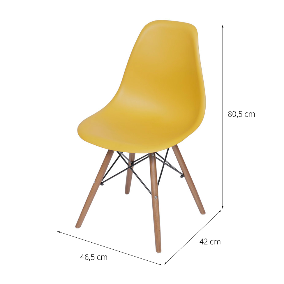 Cadeira DKR Eames Açafrão e Madeira