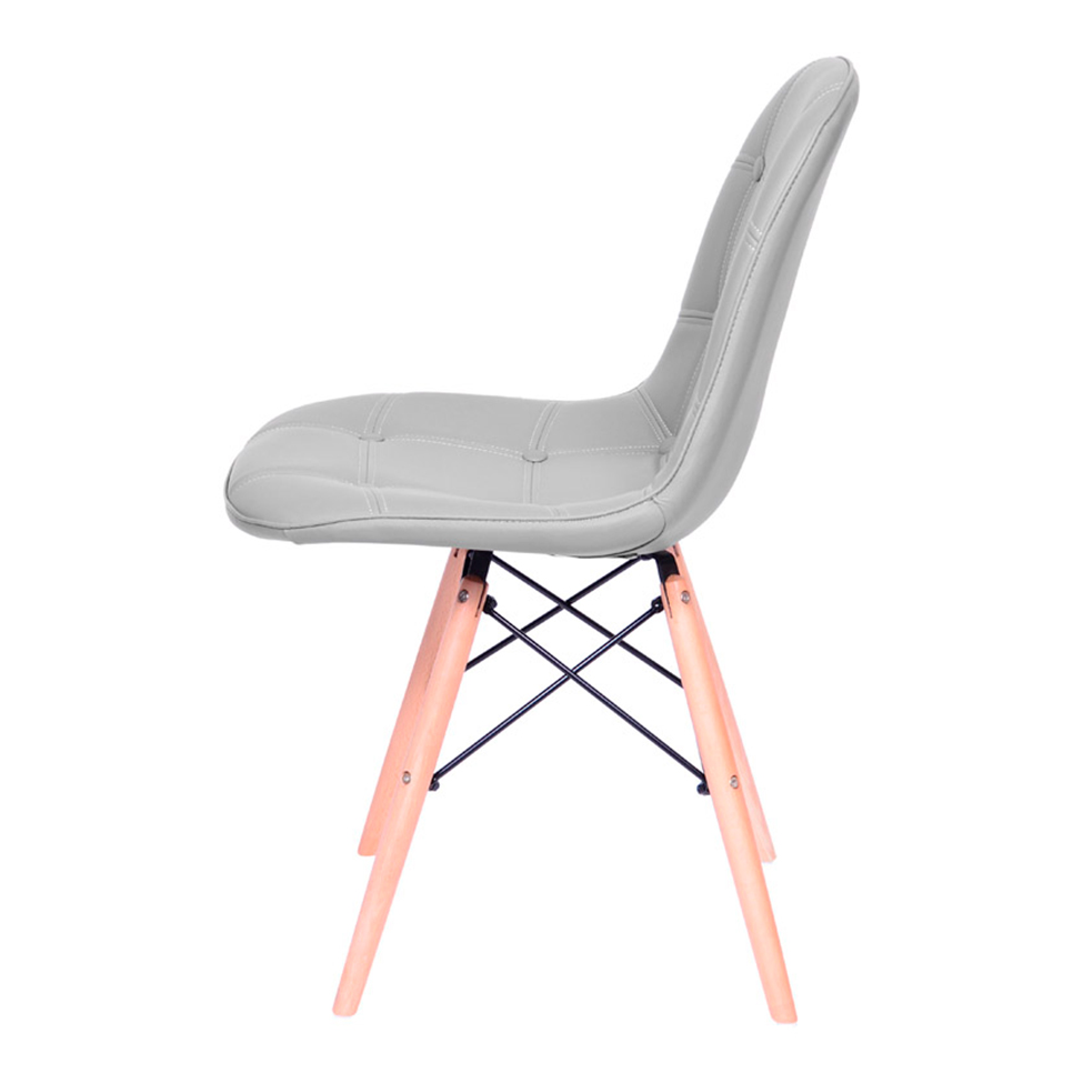 Cadeira DKR Eames Botonê Cinza e Madeira