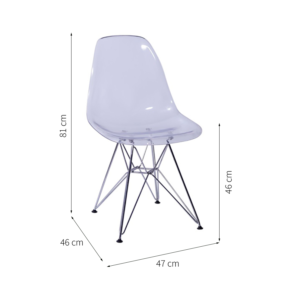 Cadeira Eames Base Cromada Incolor
