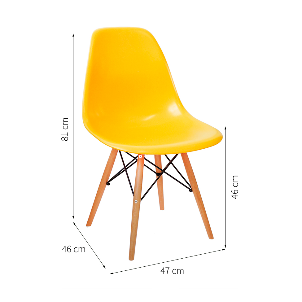 Cadeira Eames Base Madeira e Amarela