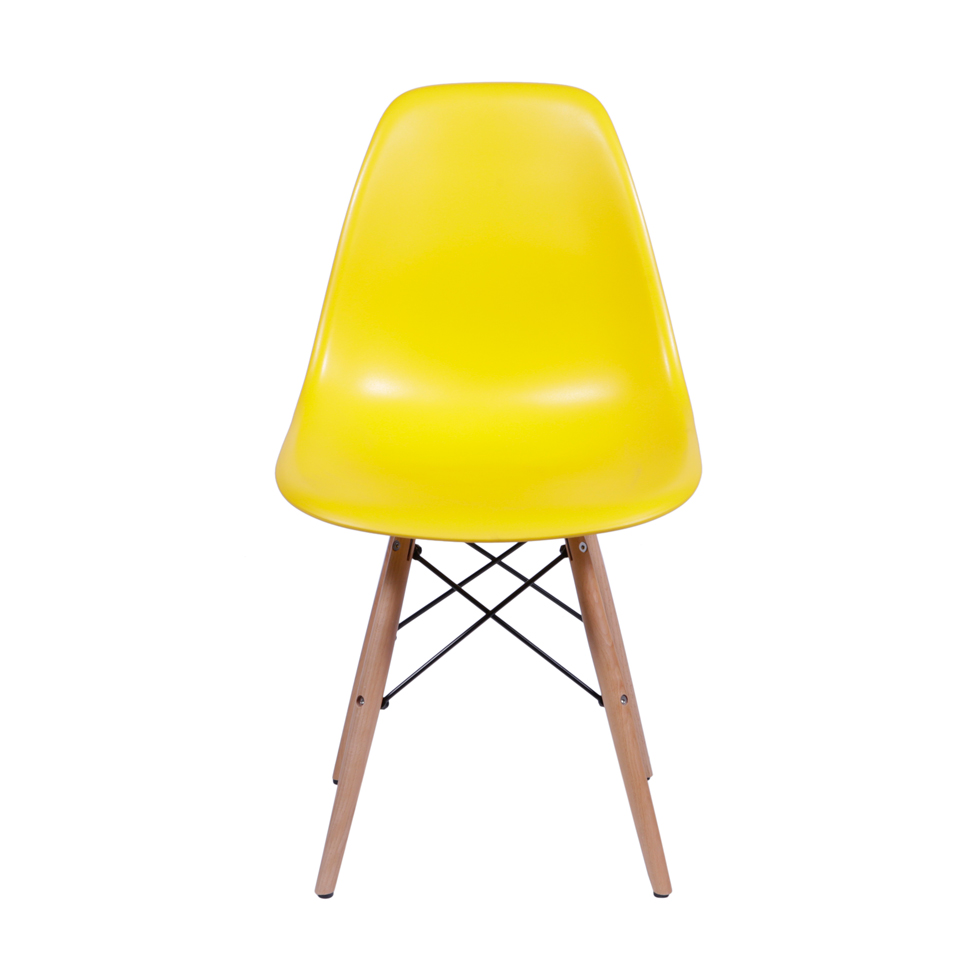 Cadeira Eames Base Madeira e Amarela