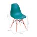 Cadeira Eames Base Madeira e Azul Petróleo
