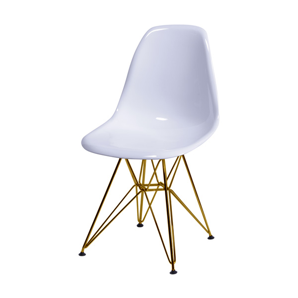 Cadeira Eames Dkr Base de Cobre Cor Branca 85,5x46,5x42cm