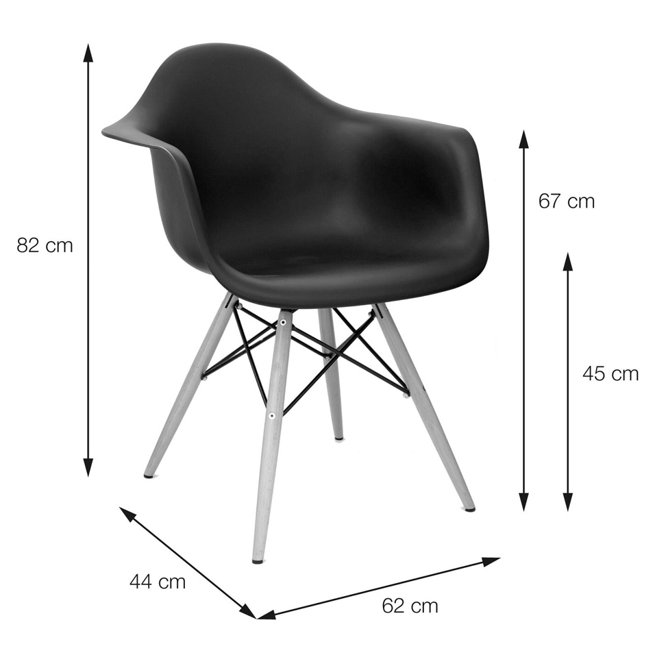 Cadeira Eames Eiffel com Braço Fendi Base Madeira