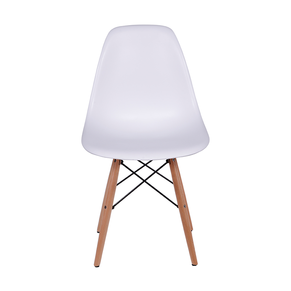 Cadeira Eames II Base Madeira e Branca