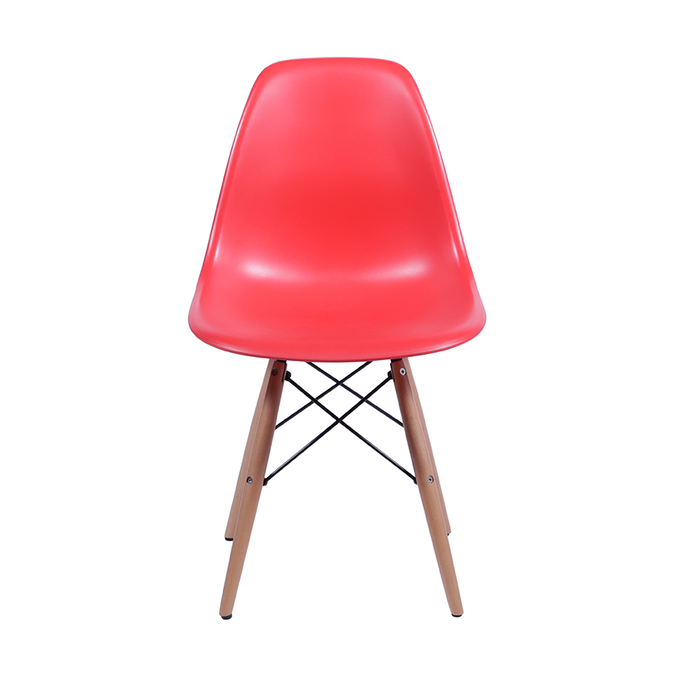 Cadeira Eames II Base Madeira e Vermelha