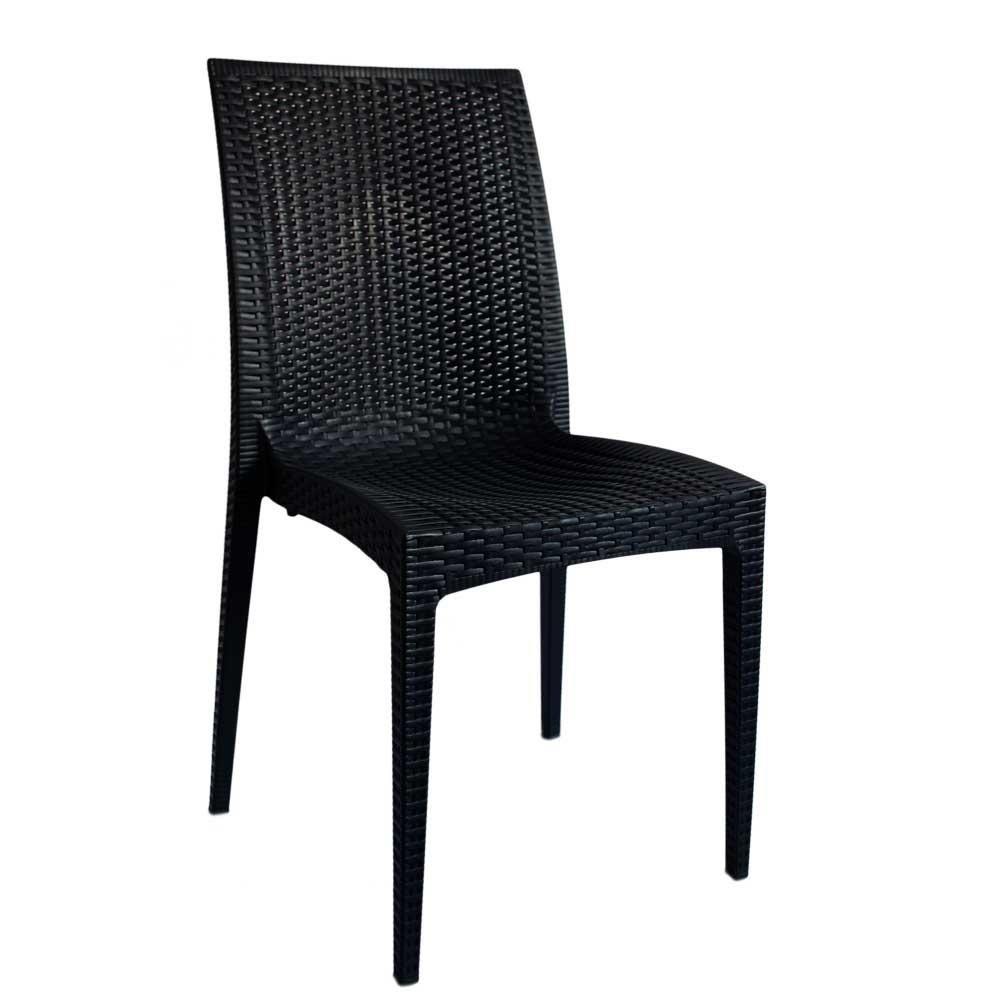 Cadeira Rattan Cozinha Sala De Jantar Polipropileno Preto
