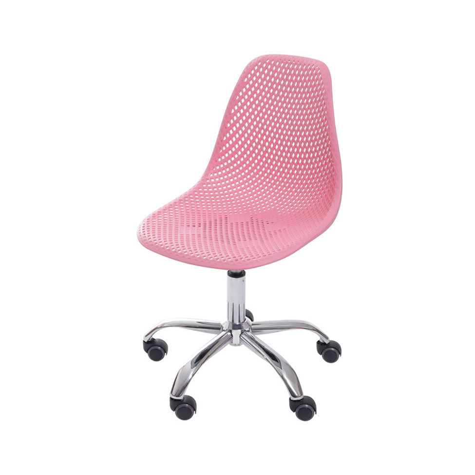 Cadeira de Escritório Colmeia Rosa e Cromada