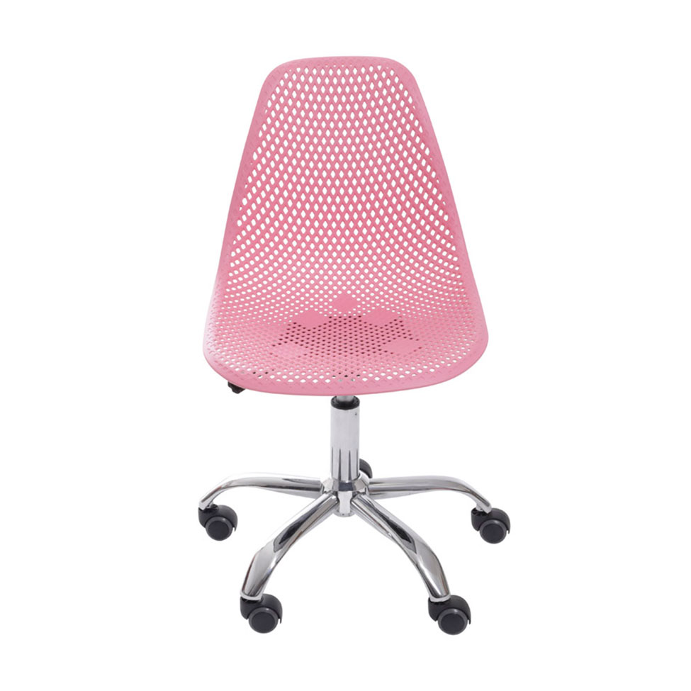 Cadeira de Escritório Colmeia Rosa e Cromada