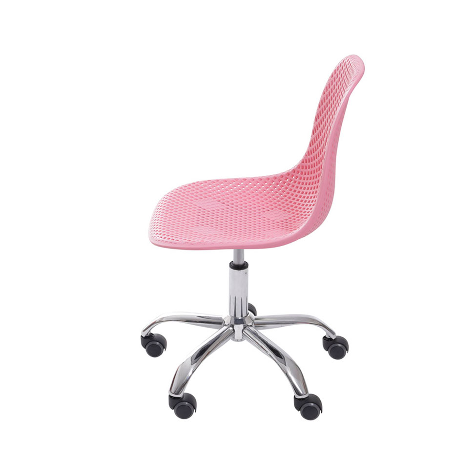 Cadeira de Escritório Colmeia Rosa e Cromada