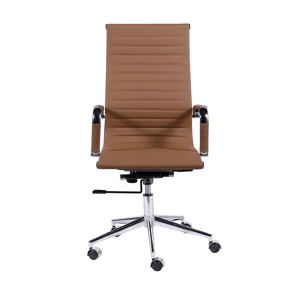Cadeira de Escritório Eames Esteirinha Alta - PU Caramelo