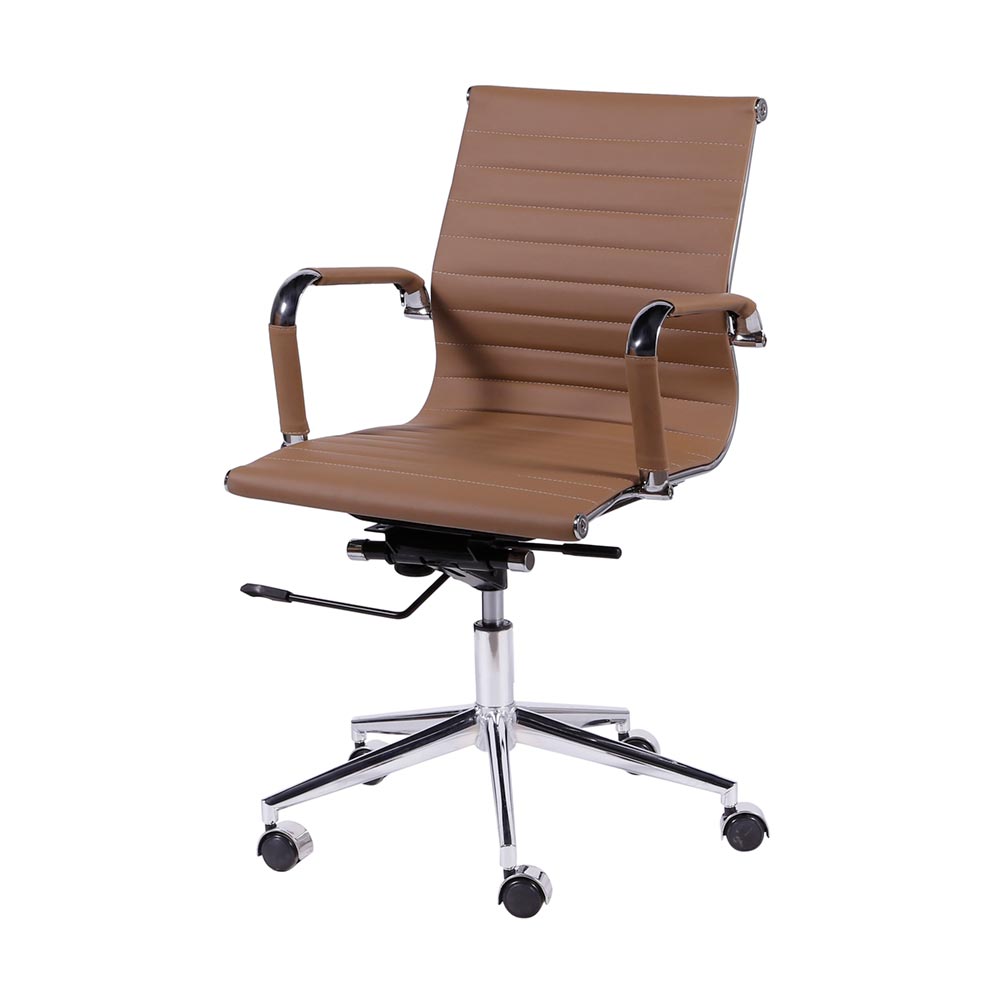 Cadeira de Escritório Eames Esteirinha Baixa - PU Caramelo