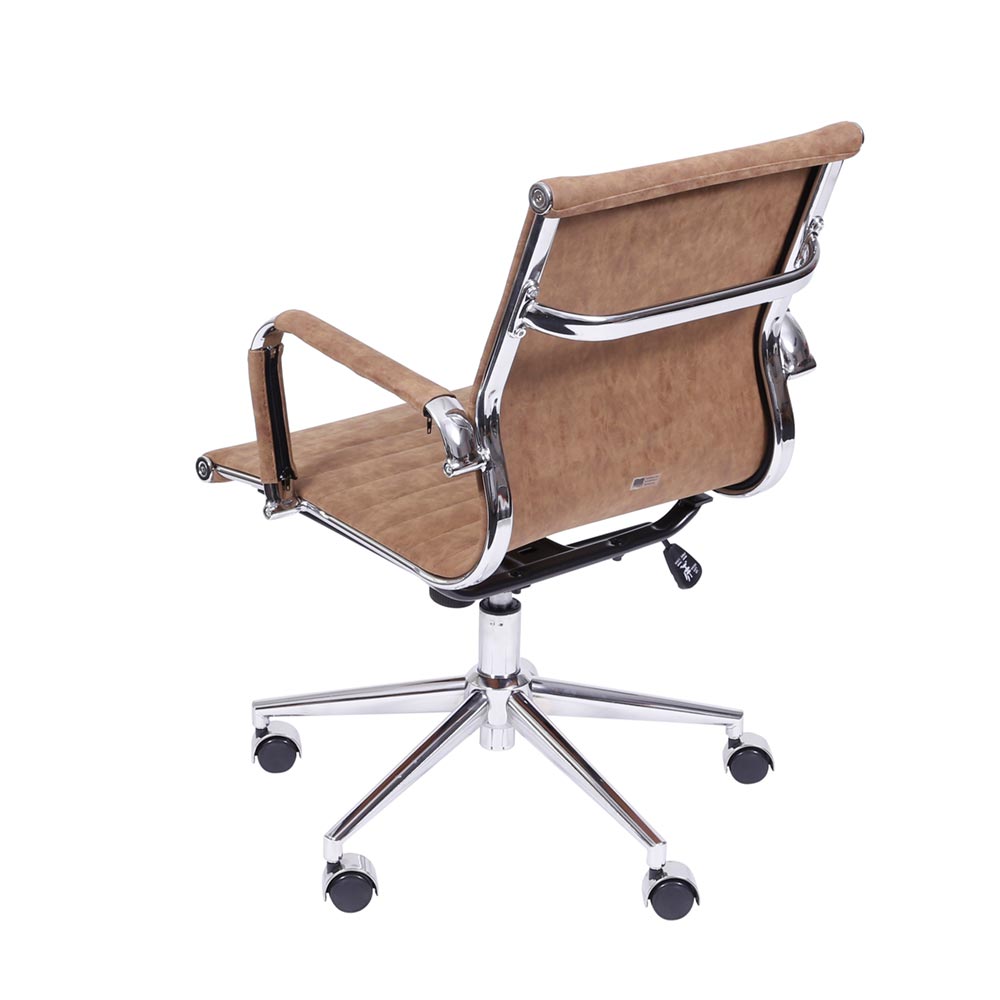 Cadeira de Escritório Eames Esteirinha Baixa - PU Caramelo Retrô